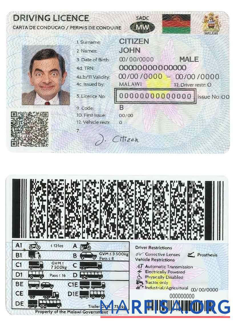 Realistic Malawi driving license download for verification